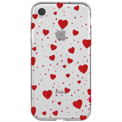 Apple iPhone Xr Dot hearts Transparent Silicone TPU Θήκη