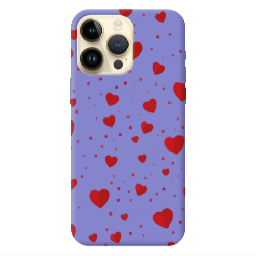 Apple iPhone 13 Pro Max Dot hearts Purple Colored Silicone TPU Θήκη
