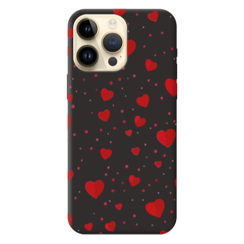 Apple iPhone 13 Pro Max Dot hearts Black Colored Silicone TPU Θήκη