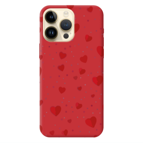 Apple iPhone 13 Pro Max Dot hearts Red Colored Silicone TPU Θήκη