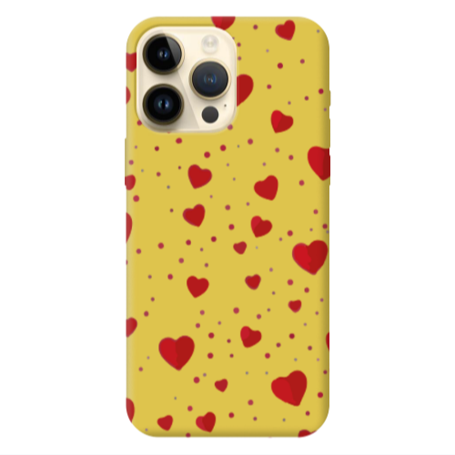 Apple iPhone 13 Pro Max Dot hearts Yellow Colored Silicone TPU Θήκη