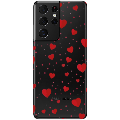 Samsung S21 Ultra Dot hearts Transparent Silicone TPU Θήκη
