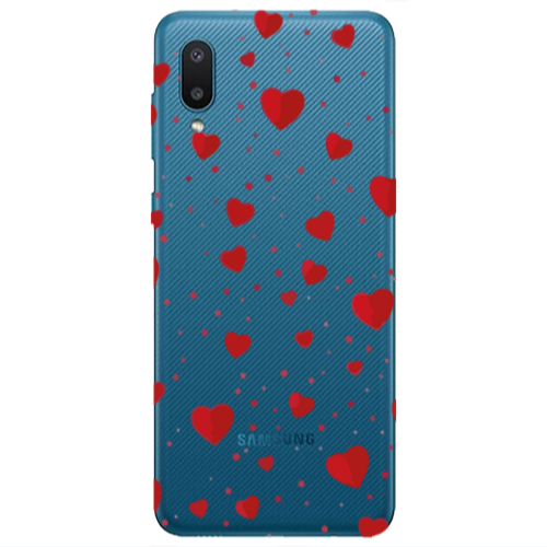 Samsung A02 Dot hearts Transparent Silicone TPU Θήκη