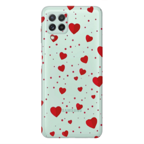 Samsung A22 4G Dot hearts Transparent Silicone TPU Θήκη