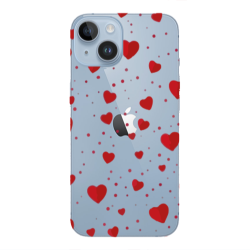 Apple iPhone 14  Dot hearts Transparent Silicone TPU Θήκη