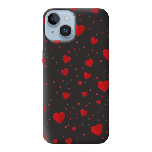 Apple iPhone 14  Dot hearts Black Colored Silicone TPU Θήκη