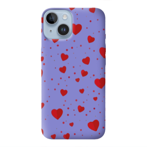 Apple iPhone 14 Plus Dot hearts Purple Colored Silicone TPU Θήκη