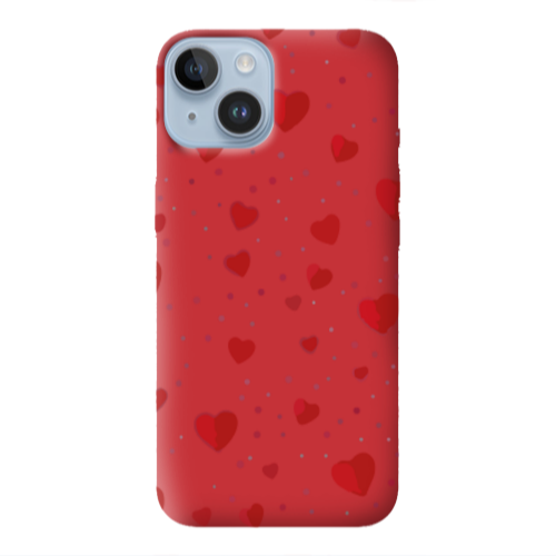 Apple iPhone 14 Plus Dot hearts Red Colored Silicone TPU Θήκη