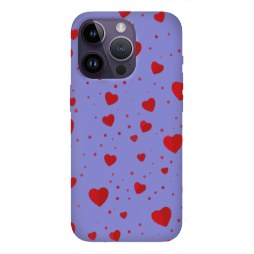 Apple iPhone 14 Pro  Dot hearts Purple Colored Silicone TPU Θήκη