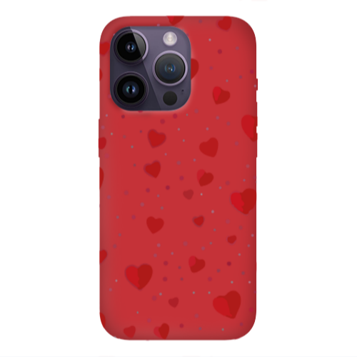 Apple iPhone 14 Pro  Dot hearts Red Colored Silicone TPU Θήκη
