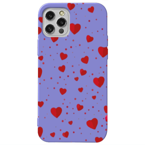 Apple iPhone 13 Pro Dot hearts Purple Colored Silicone TPU Θήκη