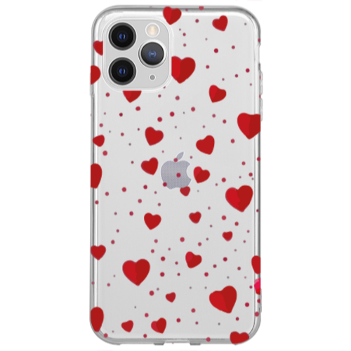 Apple iPhone 13 Pro Dot hearts Transparent Silicone TPU Θήκη
