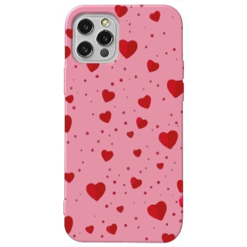 Apple iPhone 13 Pro Dot hearts Pink Colored Silicone TPU Θήκη
