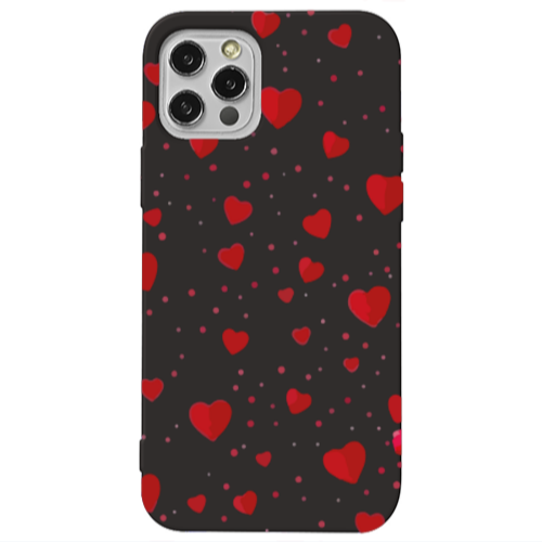 Apple iPhone 13 Pro Dot hearts Black Colored Silicone TPU Θήκη