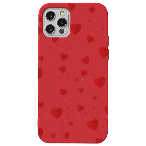 Apple iPhone 13 Pro Dot hearts Red Colored Silicone TPU Θήκη