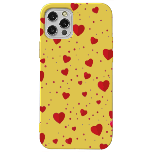 Apple iPhone 13 Pro Dot hearts Yellow Colored Silicone TPU Θήκη