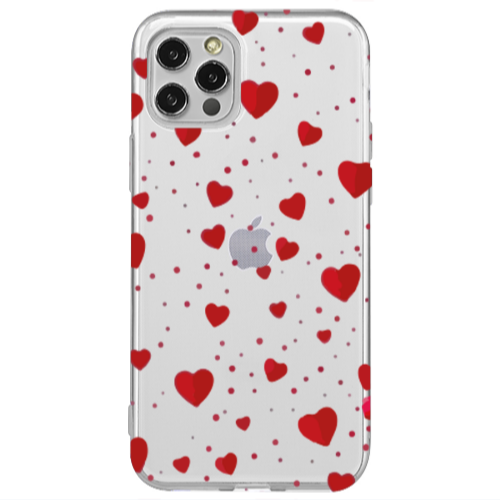 Apple iPhone 12 Pro Dot hearts Transparent Silicone TPU Θήκη