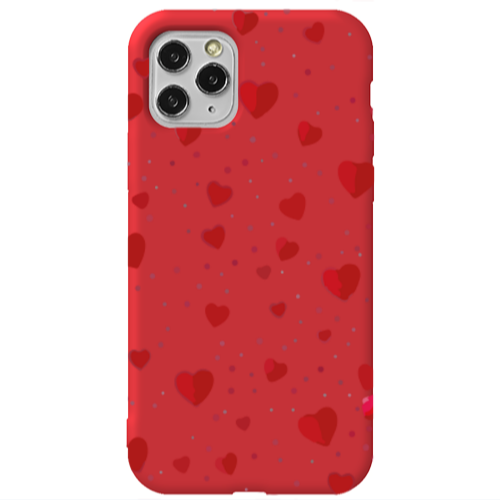 Apple iPhone 11 Pro Max Dot hearts Red Colored Silicone TPU Θήκη