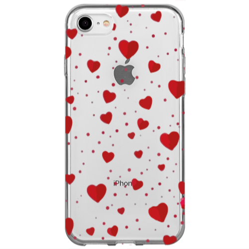 Apple iPhone 7 Dot hearts Transparent Silicone TPU Θήκη