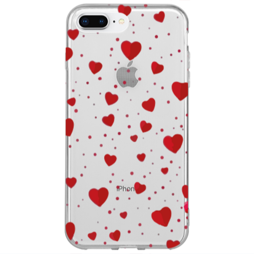 Apple iPhone 7 Plus Dot hearts Transparent Silicone TPU Θήκη