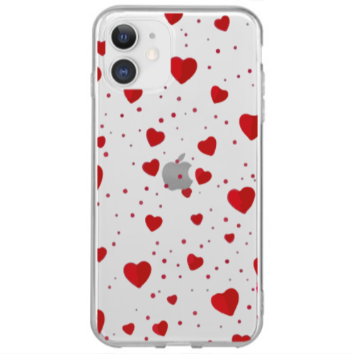 Apple iPhone 12 Mini Dot hearts Transparent Silicone TPU Θήκη