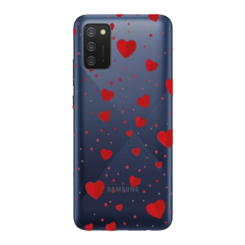 Samsung A03S Dot hearts Transparent Silicone TPU Θήκη