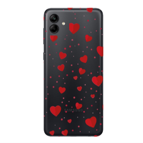 Samsung A04 Dot hearts Transparent Silicone TPU Θήκη