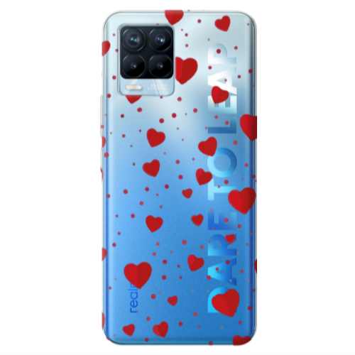 Realme 8 Pro Dot hearts Transparent Silicone TPU Θήκη