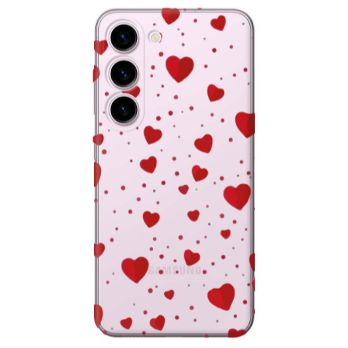 Samsung S23 Dot hearts Transparent Silicone TPU Θήκη