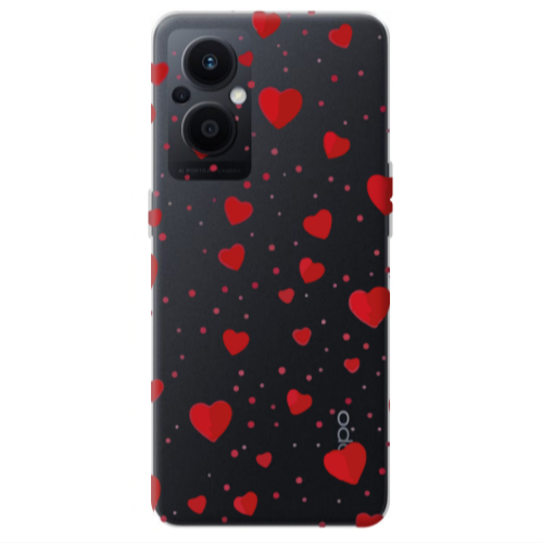 Oppo Reno 7 Lite Dot hearts Transparent Silicone TPU Θήκη