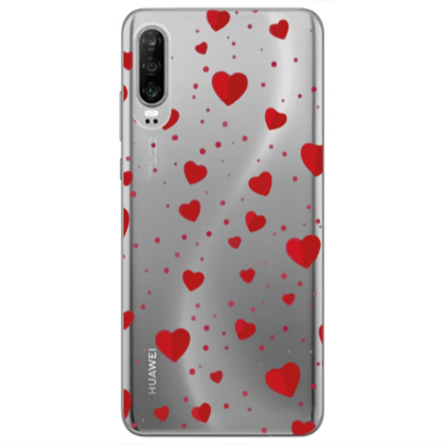 Huawei P30 Dot hearts Transparent Silicone TPU Θήκη