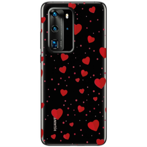 Huawei P40 Pro Dot hearts Transparent Silicone TPU Θήκη