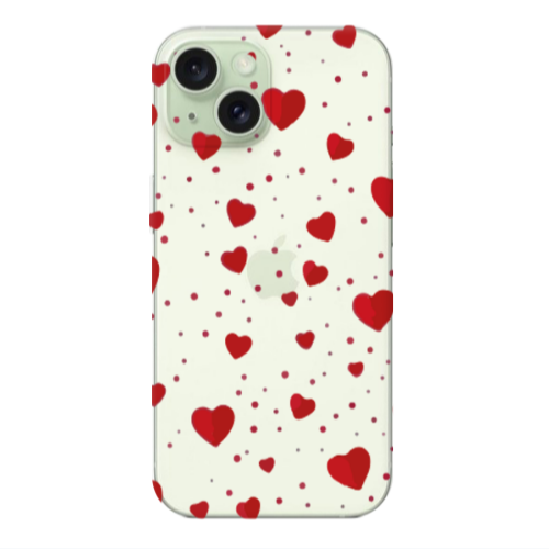 Apple iPhone 15 Dot hearts Transparent Silicone TPU Θήκη