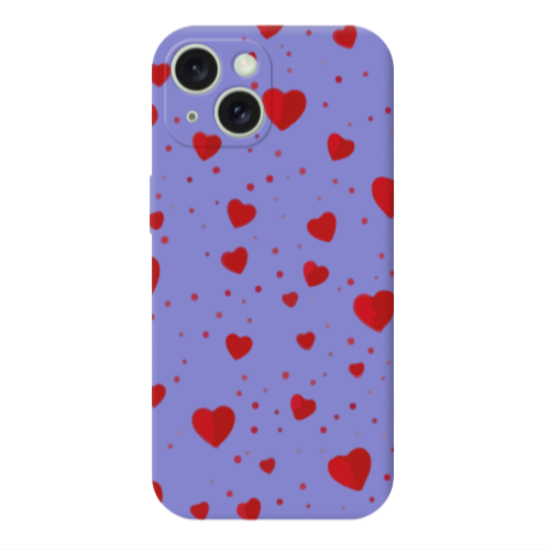 Apple iPhone 15 Plus Dot hearts Purple Colored Silicone TPU Θήκη
