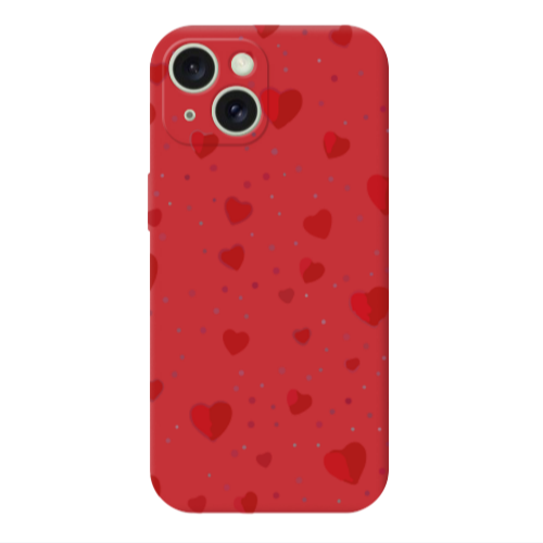 Apple iPhone 15 Plus Dot hearts Red Colored Silicone TPU Θήκη