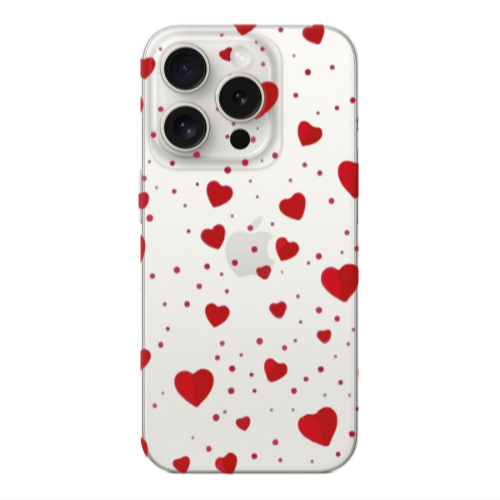 Apple iPhone 15 Pro Max Dot hearts Transparent Silicone TPU Θήκη