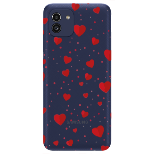 Samsung A03 Dot hearts Transparent Silicone TPU Θήκη