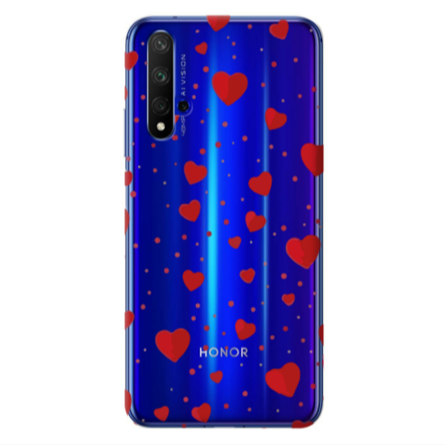 Huawei Nova 5 T Dot hearts Transparent Silicone TPU Θήκη