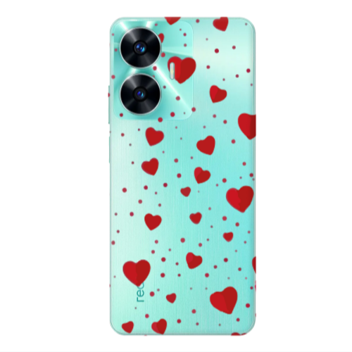 Realme C55 Dot hearts Transparent Silicone TPU Θήκη