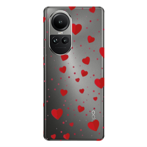 Oppo Reno10 5G Dot hearts Transparent Silicone TPU Θήκη