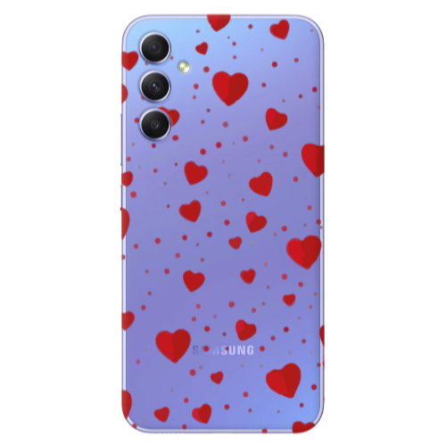 Samsung A16 Dot hearts Transparent Silicone TPU Θήκη