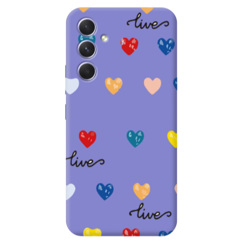 Samsung A56 Heart Lives Purple Colored Silicone TPU Θήκη