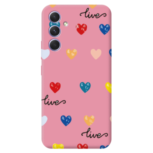 Samsung A56 Heart Lives Pink Colored Silicone TPU Θήκη