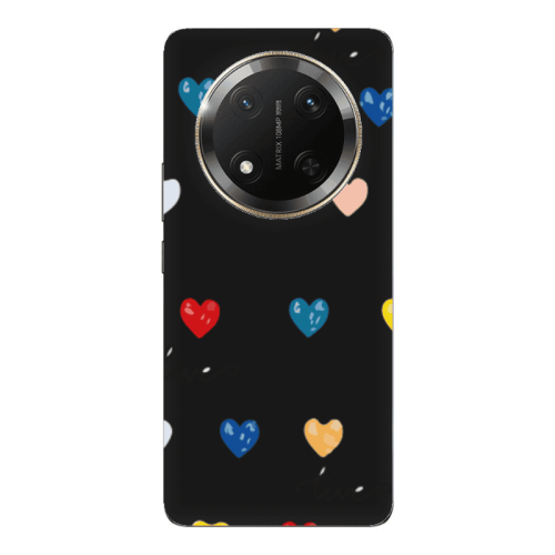 Honor Magic 7 Lite Heart Lives Black Colored Silicone TPU Θήκη
