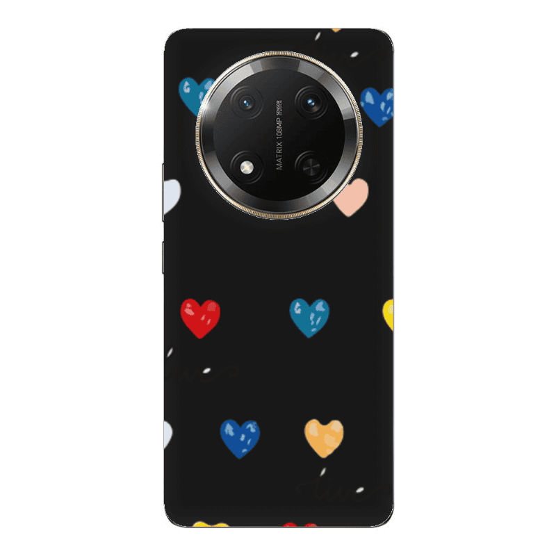 Honor Magic 7 Lite Heart Lives Black Colored Silicone TPU Θήκη