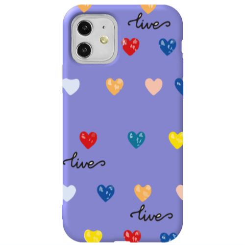 Apple iPhone 11  Heart Lives Purple Colored Silicone TPU Θήκη
