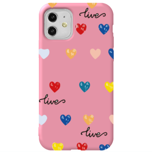 Apple iPhone 11  Heart Lives Pink Colored Silicone TPU Θήκη