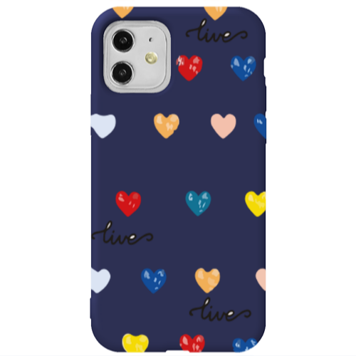 Apple iPhone 11  Heart Lives Dark blue Colored Silicone TPU Θήκη