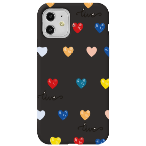 Apple iPhone 11  Heart Lives Black Colored Silicone TPU Θήκη