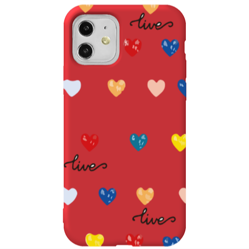 Apple iPhone 11  Heart Lives Red Colored Silicone TPU Θήκη